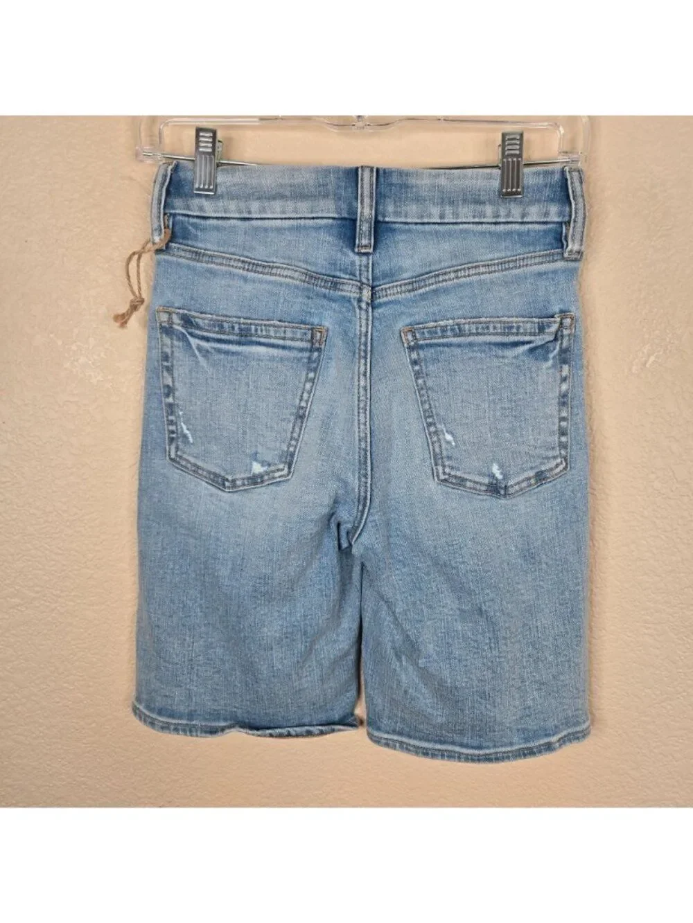 Y2K BKE Distressed Denim Jean Shorts Blue Womens Size 24 Casual Fit Raw Hem